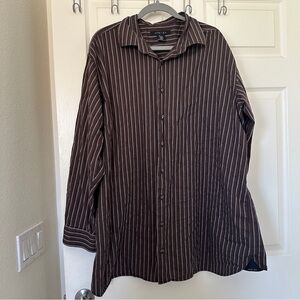 Stylish Brown Striped Button Down Shirt